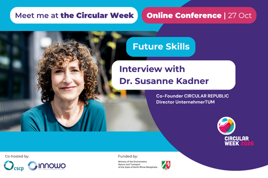 Portrait of Dr. Susanne Kadner, co-founder of CIRCULAR REPUBLIC and director at UnternehmerTUM.