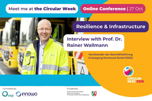 “Prof. Dr. Rainer Wallmann, Geschäftsführer der EDG Entsorgung Dortmund und Referent bei der Circular Week 2026, spricht über Kreislaufwirtschaft und Ressourcenresilienz.”
